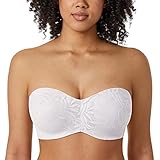 AISILIN Damen Spitze Trägerloser BH Große Brüste Bandeau Minimizer BH mit Bügel Soft Ungefüttert Multiway Weiss 85C