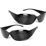 Ganzoo Raster-Brille/Loch-Brille für Augen-Training und Entspannung im 2er Set, Gitter-Brille mit faltbaren Bügeln, Form A, Farbe: Schwarz