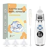 Nasensauger Baby, Nasensauger Baby Elektrisch für Babys mit 3 weichen Silikonspitzen, 5 Saugstufen, Nasensauger Baby Staubsauger integrierte Musik und beruhigendes Licht, LCD-Display