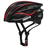 Favoto Fahrradhelm für Erwachsene Fahrrad Helmet mit Abnehmbarer Innenfutter Verstellbar Rennradhelm Rollerhelm Mountainbike MTB Helm für Herren Damen Schwarz-Rot L (58-61cm)