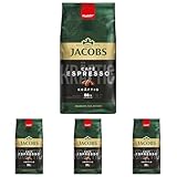 Jacobs Café Espresso Kaffeebohnen 1kg – Kräftig, Würzig, Arabica & Robusta Bohnen, Intensität 8/10, ideal für Espresso (Packung mit 4)