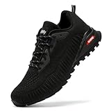 Kricely Traillaufschuhe Herren Leicht Atmungsaktiv Wanderstiefel rutschfest Laufschuhe Outdoor Fitness Straßenlaufschuhe（Schwarz 43）