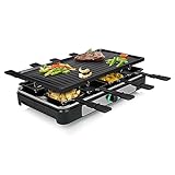 Tristar Raclette – 8 Personen – Kochfläche 42 x 23 cm – Einstellbarer Thermostat mit Lichtring – 1400 W – Schwarz – RA-2746