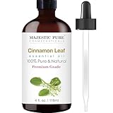 MAJESTIC PURE Cinnamon Essential Oil | 100% reines und natürliches Zimtöl | Ätherische Öle in Premiumqualität für Haarpflege, Raumdiffusoren, Haut, Aromatherapie, Massage und Luftbefeuchter | 4 Fl Oz