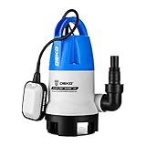 DEKO 400W Tauchpumpen flachsaugend mit Schwimmerschalter Fördermenge 8000 l/h Eintauchtiefe Max. 7 m Partikel Ø 35mm - Tauchpumpe Schmutzwasserpumpe Wasserpumpe Pumpe Abwasserpumpe für Garten Haus