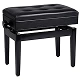 SONGMICS Klavierhocker höhenverstellbar, mit verstecktem Stauraum, Klavierbank, Hocker gepolstert, Sitzhocker, Sitzbank, 56,2 x 34 x (47-55) cm, schwarz LPB57H