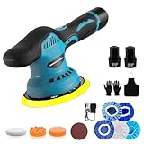 Bellanny Akku Poliermaschine | 12V Auto Polierer Set | Exzenter Poliermaschinen mit 2x2.0mAh Batteries,16Pcs, 150mm Polierpad, 8 Variable Geschwindigkeit Wachsmaschine für Autopflege Polieren Wachsen