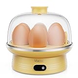 Macook Eierkocher für 1-7 Eier, Computergesteuerte Kontrolle, Egg Boiler mit LED Touchscreen, Härtegradeinstellung, Überhitzungsschutz, Egg Cooker mit Summer Signalton, BPA-frei, 350W, Gelb
