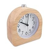 Newaner Wecker Analog Ohne Ticken, Nachttisch Tischuhr mit Nachtlicht, Retro Holzwecker, Holz Wecker mit Snooze für Büro, Schlafzimmer, Arbeitszimmer, Kinderzimmer, Naturholz in Hellbraun