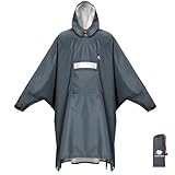 ANYOO Wasserdichter Regenponcho Winddichter Regenmantel mit Seitlichem Reißverschluss, Leichter Regenjacke mit Verstellbaren Ärmeln für Outdoor Wandern Radfahren, Einheitsgröße, Grau