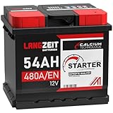 LANGZEIT Autobatterie 12V 54Ah ersetzt 44AH 45AH 46AH 50AH 52AH 53AH 55AH Starterbatterie KFZ PKW Batterie