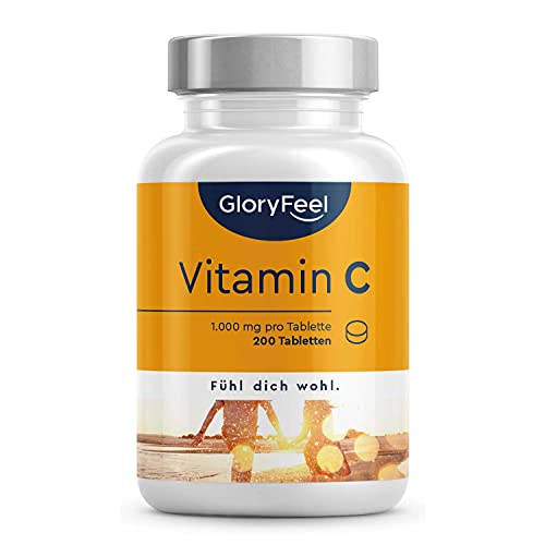 Vitamin C 1.000mg - Immun-Support** Hochdosiert - 200 vegane Tabletten (7 Monate) - Laborgeprüft und ohne Zusätze in Deutschland hergestellt