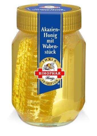 BIHOPHAR – Akazienhonig mit Wabenstück I 500 g Honig