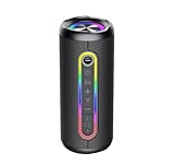 taopodo Bluetooth Lautsprecher mit Licht, Bluetooth 5.4 Musikbox, 30W Dual Lautsprecher, Dualen Bass-Treibern, 30 Std Akku, IPX7 wasserdicht, TWS Paarung, AUX, TF Karte, Geeignet Outdoor/Party/Reisen