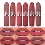 Beteligir 6 Colors Matte Lipstick Set Smooth Nude Lip Stick Matte Lippenstift Set Langanhaltende wasserdichte Non-Stick Cup Nude Farbe Lip Make-up Geschenk Set für Mädchen und Frauen (02, Set)
