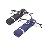 KoKoBin 2 stueck Lesebrille mit Ultraleichtem TR90 Rahmen Lesehilfe Halbbrille aus Metallrahmen mit Halbrahmen Sehehilfe mit Brillenetui für Damen und Herren +2.5