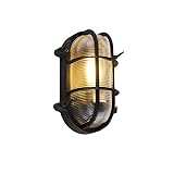 QAZQA - Industrie I Vintage I Industrie I Vintage I Außen Wand- und Außen Deckenleuchte I Deckenlampe I Lampe I Leuchte schwarz oval IP44 - Noutica I Außenbeleuchtung - Aluminium Oval - LED geeignet E