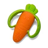 INFANTINO Lil' Nibble Teethers Carrot, Beißring Karotte – sensorischer Beißring und Greifling, Baby Zahnungshilfe mit praktischen Griffen, orange