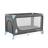 kk Kinderkraft Kinderreisebett JOY, Babybetten, Kinderbett, Reisebett, Praktisch, Modernes Design, Kleine Abmessungen nach Zusammenklappe, Räder, Tasche, Blau