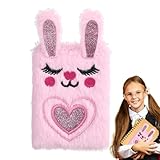 Bunny Tagebuch für Mädchen – Plüsch-Tagebuch für Kinder, flauschig, glänzend, bequem, bezaubernd, tragbar, Mädchen, Tagebuch, Notizbuch, Schulnotizen