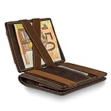 WEST - Magic Wallet mit AirTag Fach und großes Münzfach - Portmonee inklusive edler Geschenkbox - Geldbeutel AirTag Wallet Herren - Geldbörse RFID Datenschutz - Smart Wallet (Braun Orange)