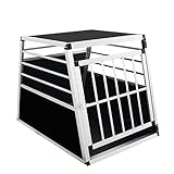 Thanaddo Alu Hundetransportbox - 65 × 91 × 69 cm — Auto Hundebox robust & pflegeleicht – Gittertür verschließbar - Aluminium Kofferraumbox Reisebox für Hunde Katzen (L-PRO)