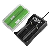 3.7V 3600mAh Rechargeable Akku Ladegerät Flat top Batterien für Taschenlampe,kleinen Lüfter,Kamera (2er-Pack)