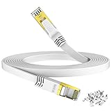 HiiPeak LAN Kabel 5meter cat 8 netzwerkkabel 1m 2m 3m 5m 10meter 15 Meter 20meter 30 Meter LAN Kabel cat 8 ethernet Kabel internetkabel Flach mit 40 Gigabit/s und 2000 MHz, Weiß