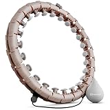 Hop-Sport Hula Hoop Reifen HS-106HH, mit Gewicht und 24 Noppen, einstellbare Größe, für Erwachsene - Massage & Fitness & Bauchmuskeltraining (Beige)