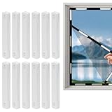 Magnete für Fliegengitter, Fliegengitter Fenster Magnet, 12 Stück Magnetbefestigung für Fliegengitter, Ohne Bohren, Magnetische Fensterklammern für Küche Wohnzimmer Balkon Bildschirme (Weiß)