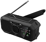 infactory Kurbelradios: Solar- und Dynamo-Kurbel-Radio mit LED-Licht, SOS, Powerbank-Funktion (Radio mit Akku, Notradio, Kopfhörer Kabel)