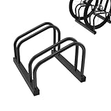 FIVMEN Fahrradständer für 2 Fahrräder Fahrradhalter Aufstellständer Boden und Wand Montage 37cm Radabstand Verzinken Mehrfachständer für 30-65mm Reifenbreite Mountainbike Rennrad MTB, Schwarz