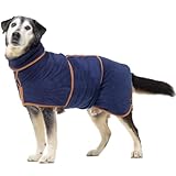 Lucky Paws® Hundebademantel - doppellagiger Bademantel Hund - schneller trocken in Minuten, absorbierendes Hundehandtuch & weicher Hunde Bademantel in 1 - Luxus Hundehandtuch Bademantel (XL, Marine)