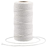 KINGLAKE 2mm Kordel Weiß,100M Baumwollschnur,Makramee Garn,Baumwollgarn Dünn,String Für Backen,Kochen in der Küche,DIY Basteln,Weihnachtsgeschen Kverpackung,Deko