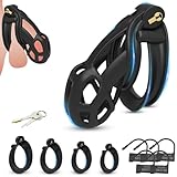 BDSMLOVE Chastity Cage Male Cobra 6.0, Peniskäfig mit 4 Hodenringe,Keuschheitskäfig Keuschheitsgürtel für Herren,Sex Spielzeug für die Männer extrem Sex Toyset Herren (L)