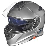 RS-983 Bluetooth Klapphelm Motorradhelm Conzept Motorrad Modular Helm rueger, Farbe:Titanium Grey, Größe:M (57-58)