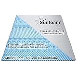 Sunfoam Topper 140x200 cm 7-Zonen-Wellenstruktur | 5,5 cm Gesamthöhe | individuelle Druckentlastung | Bezug waschbar bis 60 Grad | Oeko-TEX® 100