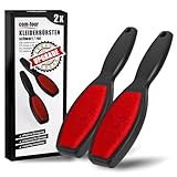 com-four® 2X Kleiderbürsten - doppelseitige Fusselbürste Version 2025 - entfernt Flusen, Tierhaare, Schuppen und Staub - einfache Reinigung von Kleidungsstücken (2 Stück - rot/schwarz)