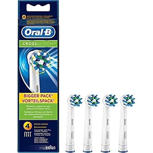 Oral-B, CrossAction Aufsteckbürsten für elektrische Zahnbürste mit CleanMaximiserTechnologie, 4 stück, (Pack of 4)
