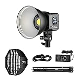 GVM LED Videoleucthe Softbox, 80W LED Fotobeleuchtung mit Stativ, 2700K-7500K Bowens COB Studiolicht Dauerlicht mit 8 Licht Effekte fotolicht für Fotografie Video YouTube Streaming, APP Steuerung