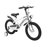 Garbenat Kinderfahrrad 16 Zoll Kinder Fahrrad für 5-8 Jahre alt Mädchen & Jungen Standardausgabe Trainingsfahrrad mit Stützrädern & LED Licht, HöHenverstellbar (Grau)