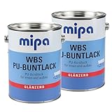 2 x 2,5l Mipa WBS PU-Buntlack glänzend Weiß Acryllack Holzlack PU-verstärkt
