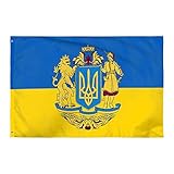 Dinntty Ukrainische Flagge, 150 x 90 cm, lebendige Farbe, ukrainische Nationalflaggen, große Polyester-Flagge mit Öse für Heimdekoration im Freien