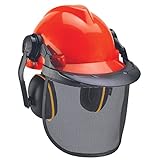 Einhell Original Forstschutzhelm (52-66 cm Kopfumfang des Helmes, verstellbarer Gehörschutz), Orange, Schwarz