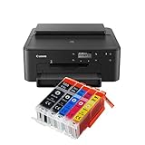 IC-Office TS705a Farbtintenstrahl-Drucker (Drucker, USB, CD-Druck, WLAN, LAN, Apple AirPrint) Schwarz + 5 XXL Tintenpatronen