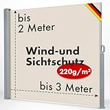 KARAT ALU Seitenmarkise - ausziehbare Markise in Beige - 160 x 300 cm - blickdichter Sichtschutz & Windschutz für Garten Balkon & Terrasse, Seitenrollo mit Wandhalterung