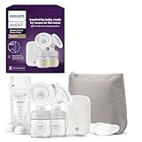 Philips AVENT Doppelmilchpumpe Premium - mit Natural Motion Technologie, wiederaufladbarem Akku, Timer-Anzeige (Modell SCF398/31)