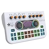 Louttary X3 Live Voice Mixer Interface-Konsole Audio Mikrofon Live Soundkarte für Aufnahmen Streaming Smartphone weiß