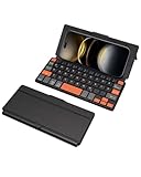 Doohoeek Dual Bluetooth Tastatur für Handy, Mini Tragbare Funktastatur für iPhone, iPad Mini, Samsung Z Fold, Kabellose Faltbare Tastatur mit Ständer für iOS, Android und Windows, Orange&Schwarz