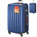 Monzana® Koffer Handgepäck ABS Hard Case 4 Rollen Teleskopgriff Zahlenschloss Kantenschutz Reisekoffer Hartschalenkoffer Rollkoffer Trolley Blau XL